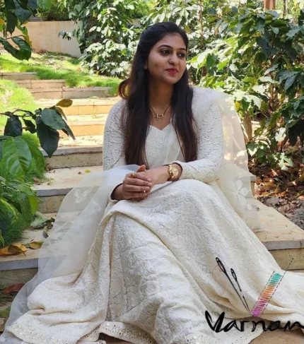 White Chikkankari Georgette Anarkali