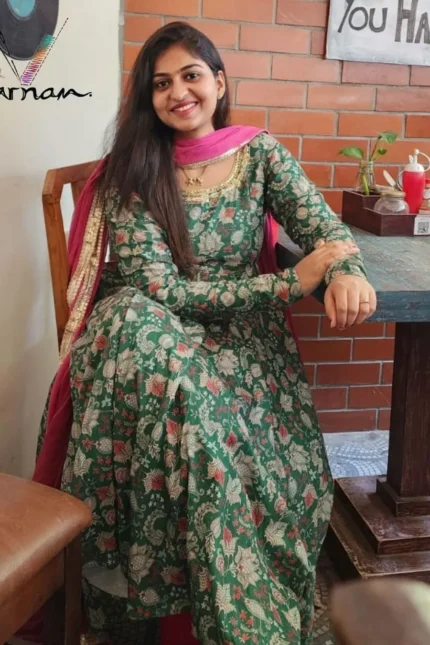 green cotton anarkali