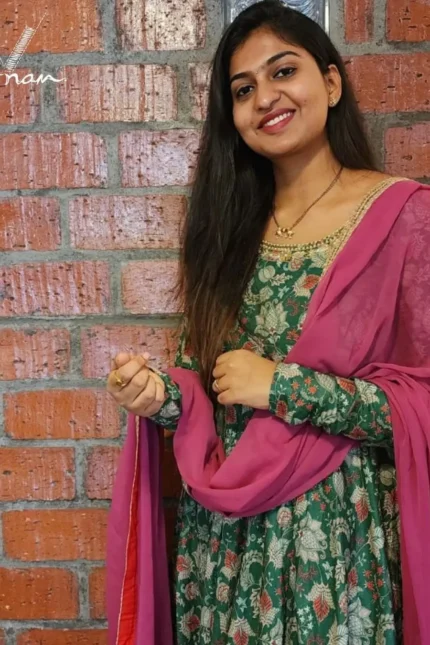 green cotton anarkali
