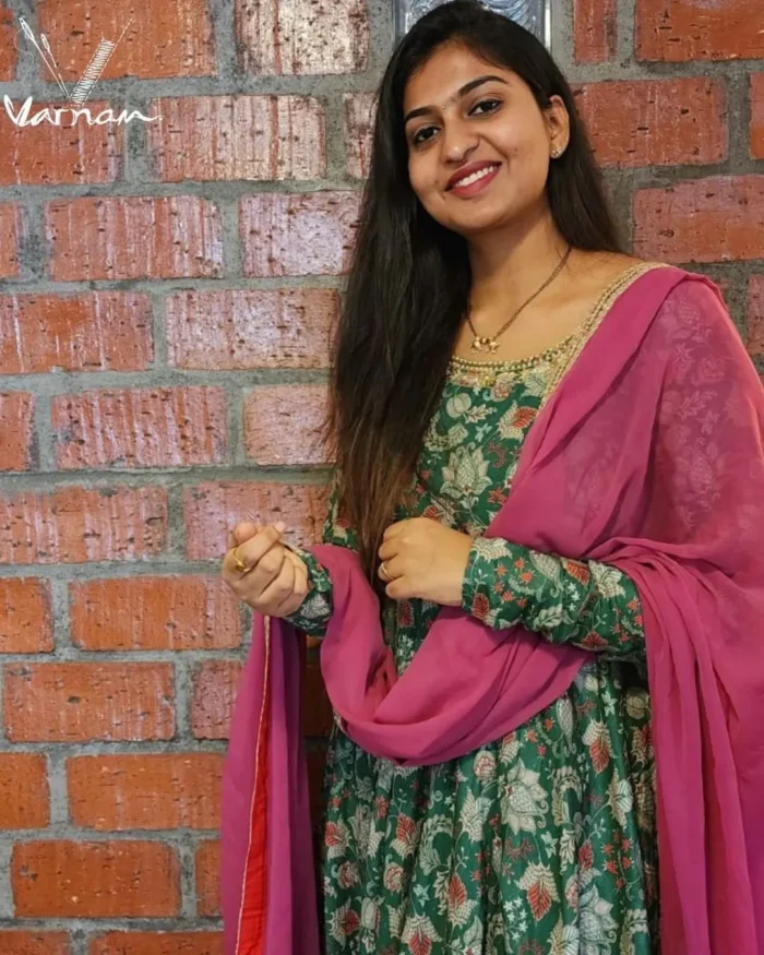 green cotton anarkali